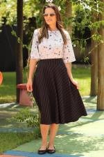 Saia midi god&ecirc; preta com listras