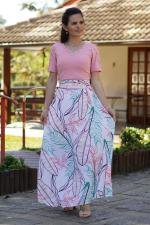 Saia longa evas&ecirc; off-white la&ccedil;o