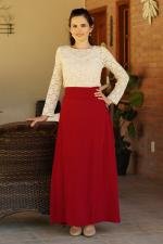 Saia longa evas&ecirc; marsala la&ccedil;o