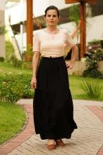 Saia longa tr&ecirc;s marias preta