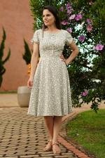 Vestido midi evasê verde florzinhas