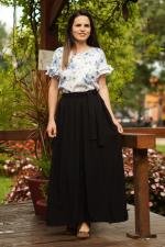 Saia longa evas&ecirc; preta com bolsos