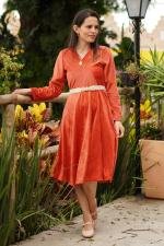 Vestido midi orvalho transpassado coral