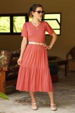 Vestido midi maria rosa goiaba