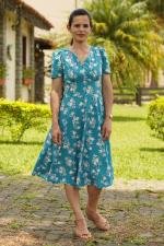 Vestido midi jasmim azul