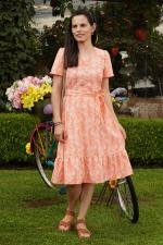 Vestido midi Estela salmão