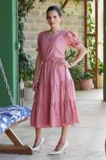 Vestido midi F&aacute;tima ros&ecirc;