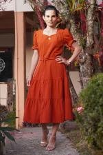 Vestido midi F&aacute;tima terracota