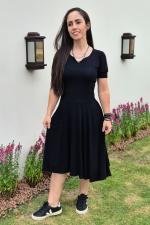 Vestido midi celeste preto