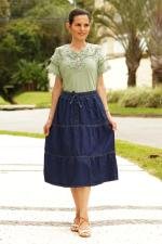 Saia Madalena midi jeans escura