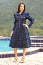Vestido Chemise Jeans Cl&aacute;ssica Serena