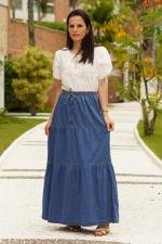Saia Madalena longa jeans azul