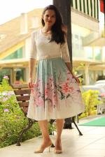 Vestido midi god&ecirc; total verde claro de renda