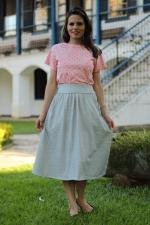 Saia midi evas&ecirc; cinza com bolsos