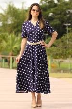 Vestido midi azul po&aacute;