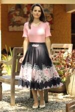 Saia midi god&ecirc; total preta romance