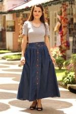 Saia longuete franzida jeans