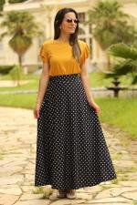 Saia longa evas&ecirc; preta po&aacute;