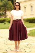 Saia midi god&ecirc; total a&ccedil;a&iacute; com cinto