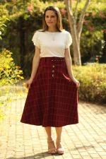 Saia longuete marsala elegance com cinto