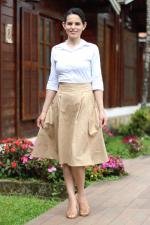 Saia midi de pregas glamour