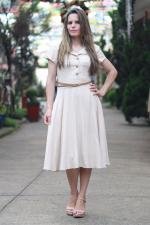 Vestido midi god&ecirc; branco gelo