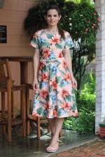 Vestido midi evas&ecirc; rosa floral