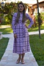 Vestido midi evasê xadrex