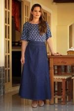 Saia longa jeans escuro