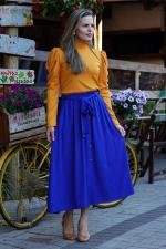 Saia longuete evas&ecirc; azul royal com bolso