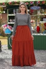 Saia longa babados terracota