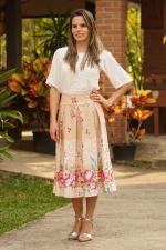 Saia midi de pregas romance