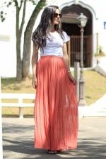 Saia longa franzida rosa