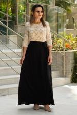 Saia longa evas&ecirc; preta la&ccedil;o