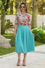 Saia midi god&ecirc; total verde &aacute;gua