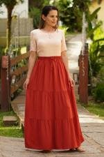 Saia longa tr&ecirc;s marias terracota