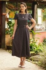 Vestido longuete po&aacute; preto