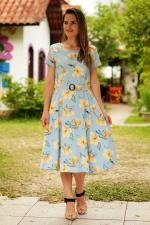 Vestido midi evas&ecirc; azul floral