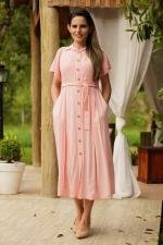 Vestido longuete chemise rosa