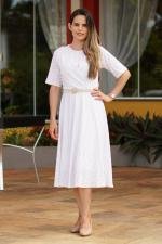 Vestido midi lese branco amamenta&ccedil;&atilde;o transpassado