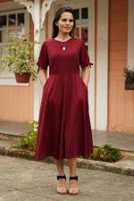 Vestido midi meio god&ecirc; marsala