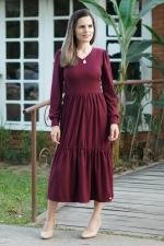 Vestido maria manga longa vinho